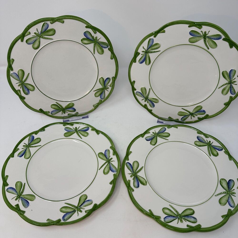 Mariposa Italy Dragonfly Dessert Salad Plates Jilly Walsh Vintage 2000 Ceramic S